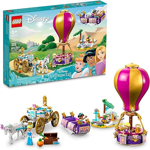 Lego Disney Princess Enchanted Journey Building Set - 3in1 Playset with Cinderella, Jasmine, Rapunzel Mini Dolls, Toy Horse & Carriage, Hot Air Balloon, Gift for Girls, Boys, and Kids Ages 6+, 43216