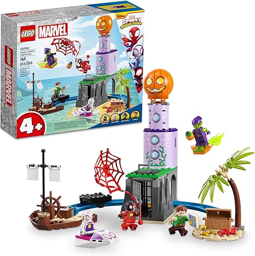 LEGO Marvel Team Spidey at Green Goblin's Lighthouse 10790, Toy for Kids Ages 4+ with Pirate Shipwreck, Miles Morales Minifigure & More, Spidey and His Amazing Friends Series