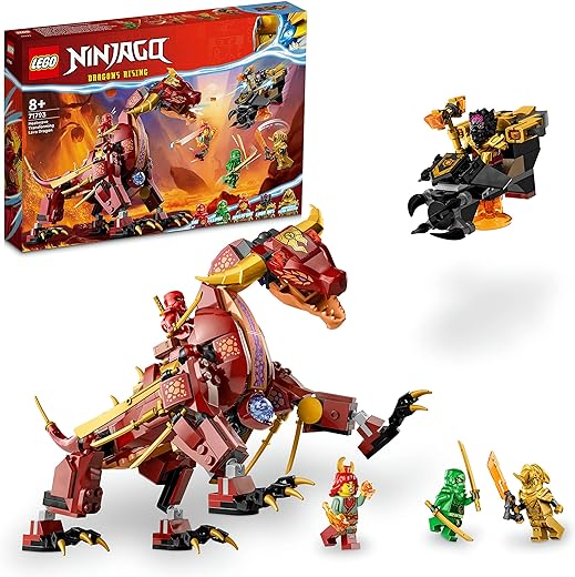LEGO Ninjago 71793 Fire Heatwave Dragon, Toy Blocks, Present, Ninja, Carrot, Boys, 8 Years Old and Up