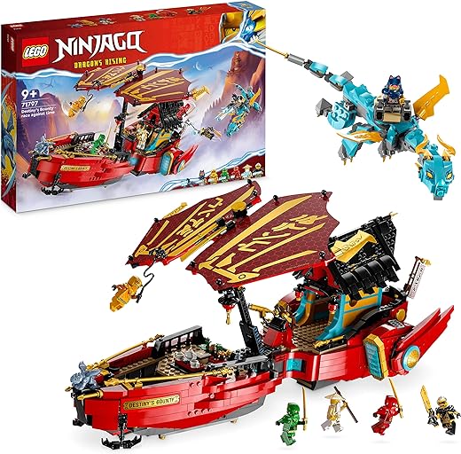 LEGO Ninjago 71797 Aerial Battleship Bounty Toy Blocks, Present, Ninja, Carrot, Vehicle, Nori, Boys, 9 Years Old and Up