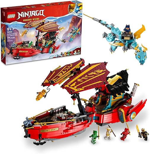 LEGO NINJAGO Destiny’s Bounty – Race Against Time 71797 Building Toy Features a Ninja Airship, 2 Dragons and 6 Minifigures, Gift for Boys and Girls Ages 9+ Who Love Ninjas and Dragons