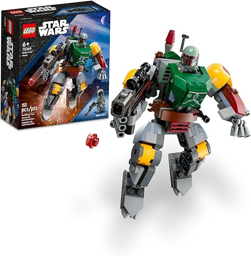 LEGO Star Wars Boba Fett Mech Buildable Star Wars Action Figure, Posable Mech Inspired by The Iconic Star Wars Bounty Hunter, Features a Buildable Shield, Stud Blaster and Jetpack, 75369