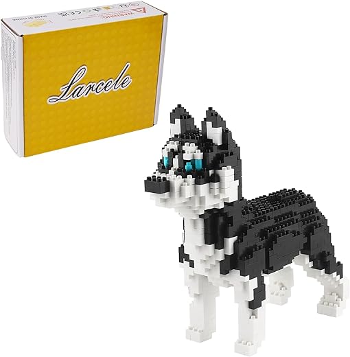 Larcele Micro Husky Dog Building Blocks Super Mini Pet Building Toy Bricks, 950 Pieces KLJM-02 (Husky)