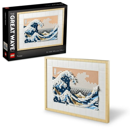 LEGO Art Hokusai – The Great Wave, 3D Japanese Wall Art, Framed Ocean Canvas Picture for Home or Office Décor, Creative DIY Activity, Arts & Crafts Kit, Graduation Gift Idea for Adults, 31208