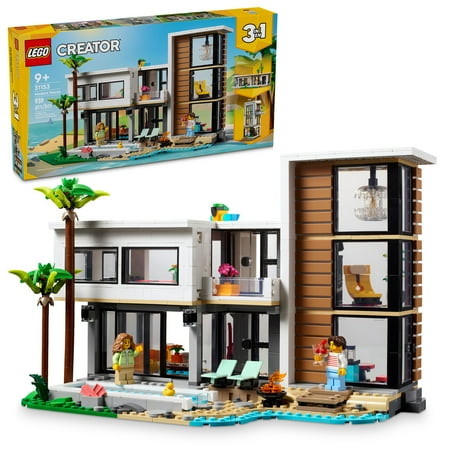 LEGO Creator 3 in 1 Modern House Toy to 3-Story City Building to Forest Cabin, Model House Playset for Kids, Art Building Sets, Gift Idea for Boys and Girls Aged 9 and Up, 31153