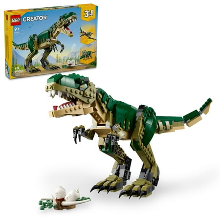 LEGO Creator 3in1 T. rex Toy, Transforms from T.rex to Triceratops to Pterodactyl, Dino Toy Figures for Kids, Posable Dinosaur Model Building Set, Animal Toy Gift Idea for Boys and Girls, 31151