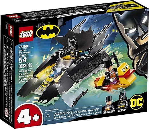 LEGO DC Batboat The Penguin Pursuit! 76158 Top Batman Building Toy for Kids, with Super-Hero Minifigures, 2 Boats, a Batarang and an Umbrella, Great Holiday or Birthday Gift (54 Pieces)