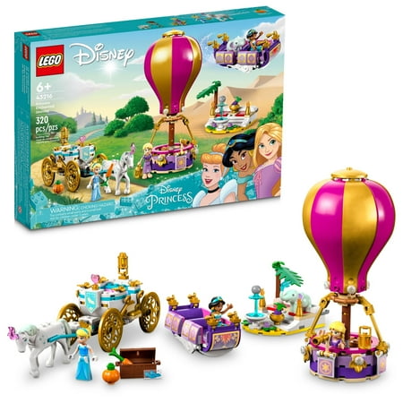 LEGO Disney Princess Enchanted Journey 43216 Building Set - 3in1 Playset with Cinderella, Jasmine, Rapunzel Mini Dolls, Toy Horse & Carriage, Hot Air Balloon, Gift for Girls, Boys, and Kids Ages 6+