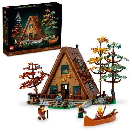 LEGO Ideas A-Frame Cabin Collectible Display Set, Buildable Model Kit for Adults, Gift for Nature and Architecture Lovers, Includes 4 Customizable Minifigures and 11 Animal Figures, 21338