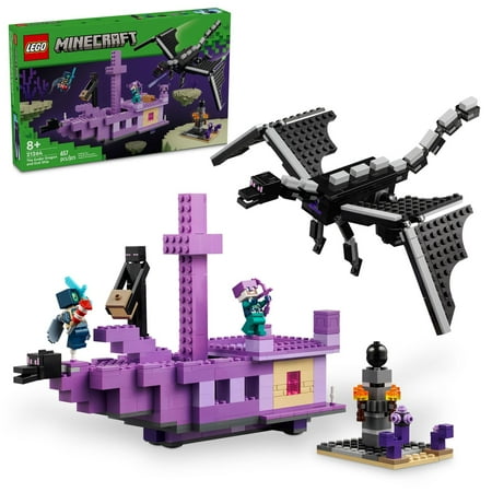 LEGO Minecraft The Ender Dragon and End Ship Building Set, Video Game Toy with 2 Minecraft Minifigures, Dragon Toy Action Playset for Kids, Birthday Gift for Boys and Girls Ages 8 and Up, 21264