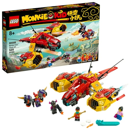 LEGO Monkie Kid: Monkie Kid’s Cloud Jet 80008 Collectible Aircraft Toy Building Kit, Cool LEGO China Gift for Kids (529 Pieces)