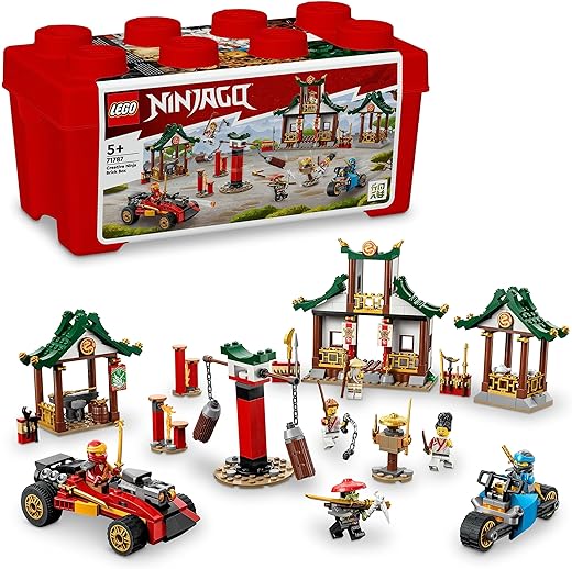 Lego NINJAGO Creative Ninja Brick Box 71787, Toy Storage, Bricks to Build Dojo, Ninja Car, Motorbike, 6 Minifigures & More, Toys for Kids 5 Plus