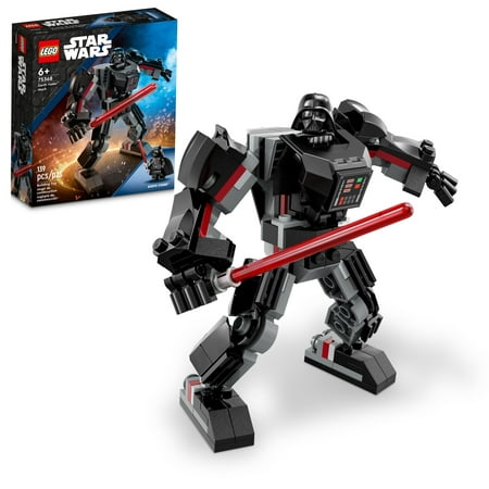 LEGO Star Wars Darth Vader Mech Buildable Star Wars Action Figure, this Collectible Star Wars Toy for Kids Ages 6 and Up Features an Opening Cockpit, Buildable Lightsaber and 1 LEGO Minifigure, 75368