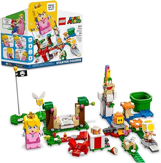 LEGO Super Mario Adventures with Peach Starter Course, Buildable Game, Toy with Interactive Figure, Yellow Toad & Lemmy, Birthday Gift Idea for Kids, Girls & Boys, 71403