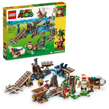 LEGO Super Mario Diddy Kong's Mine Cart Ride Expansion Set 71425, Collectible Building Toy with Brick Built Funky Kong Figure, Super Mario Gift Set for Kids Ages 8-10 to Combine with a Starter Course
