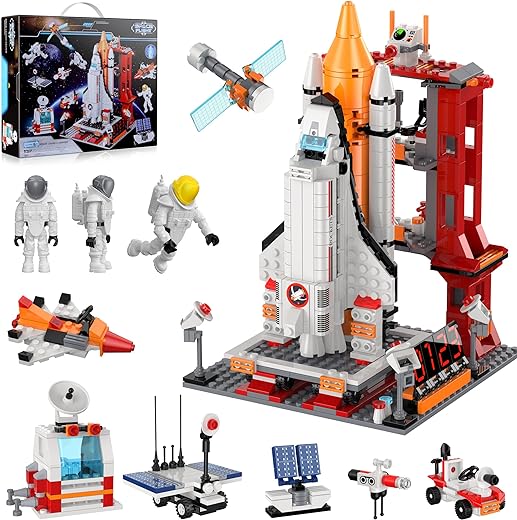 Space Exploration Shuttle Toys for 6 7 8 9 10 11 12 Year Old Kids, 11-in-1 STEM Aerospace Rocket Building Kit for 6-12 Year Old Boys Girls, Best Gifts for Christmas Birthday - 855pcs