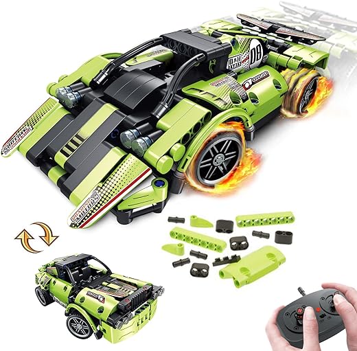 STEM Building Toys for Kids with 2-in-1 Remote Control Racer Snap Together Engineering Kits Early Learning Racecar Building Blocks - Best Gift for 6 7 8 9＋Year Old Boys and Girls